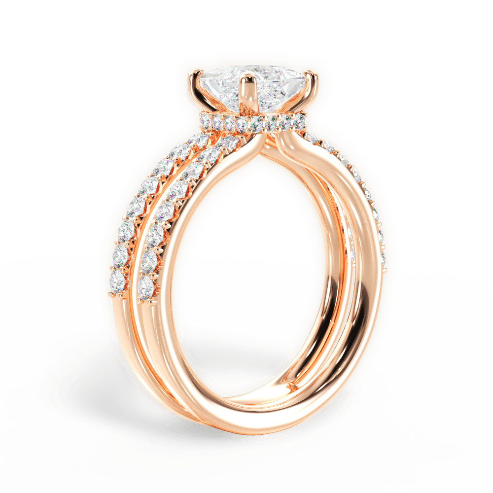 Christie Princess Cut Lab Grown Diamond 18Kt Rose Gold Engagement Ring - View 3