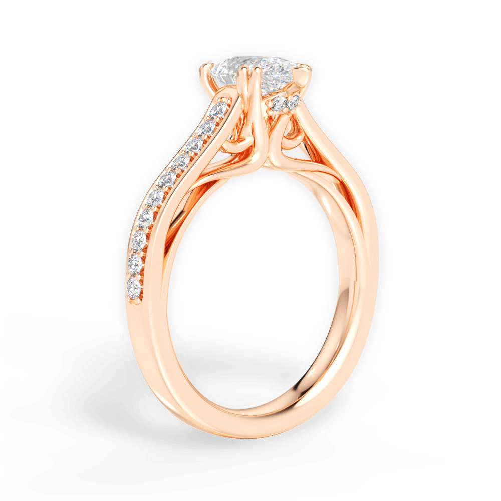 Deborah Pear Cut Lab Grown Diamond 18Kt Rose Gold Engagement Ring - View 3