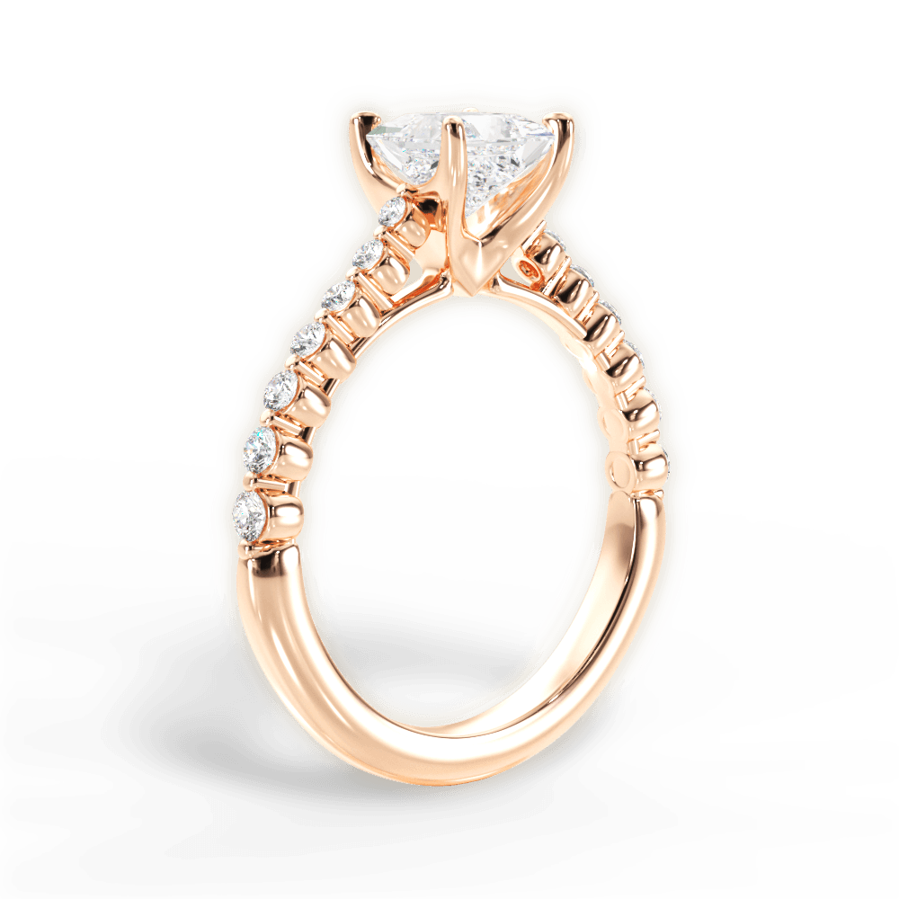 Dana Princess Cut Lab Grown Diamond 18Kt Rose Gold Engagement Ring - View 3