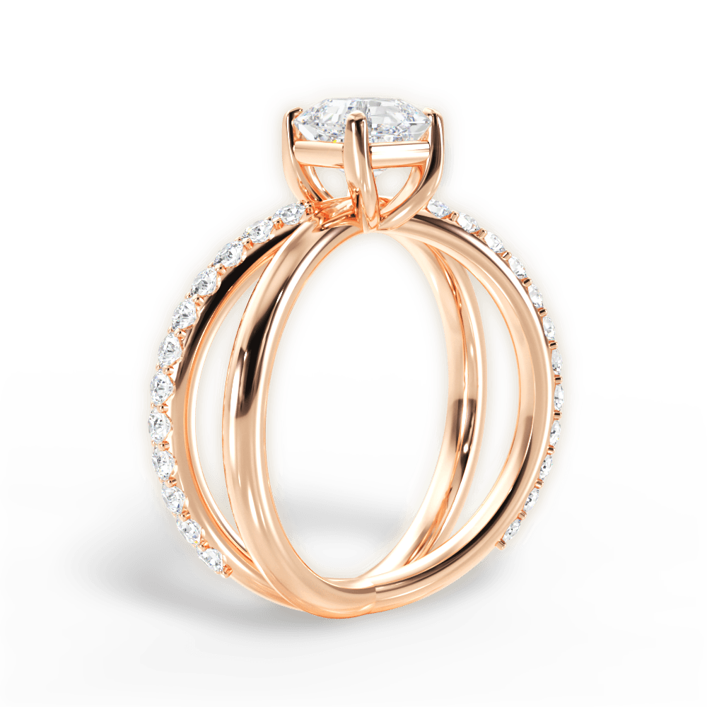 Jennifer Asscher Cut Lab Grown Diamond 18Kt Rose Gold Engagement Ring - View 4