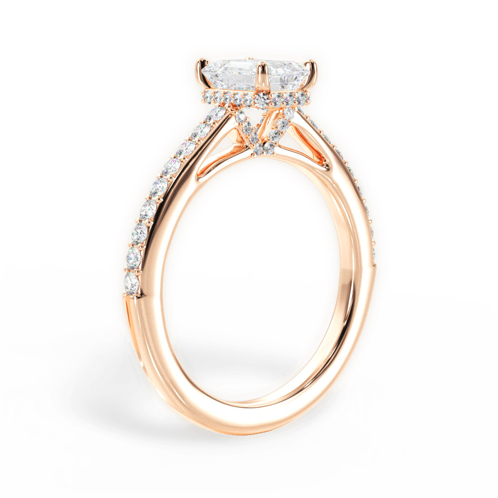 Joan Emerald Cut Lab Grown Diamond 18Kt Rose Gold Engagement Ring - View 4