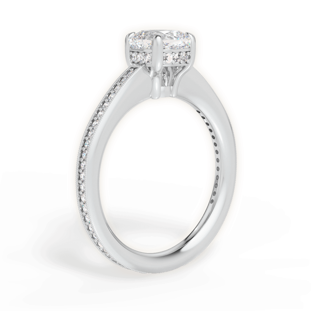Janet Cushion Cut Lab Grown Diamond Platinum Engagement Ring - View 4