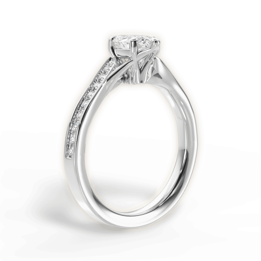 Elise Marquise Cut Lab Grown Diamond 18Kt White Gold Engagement Ring - View 3