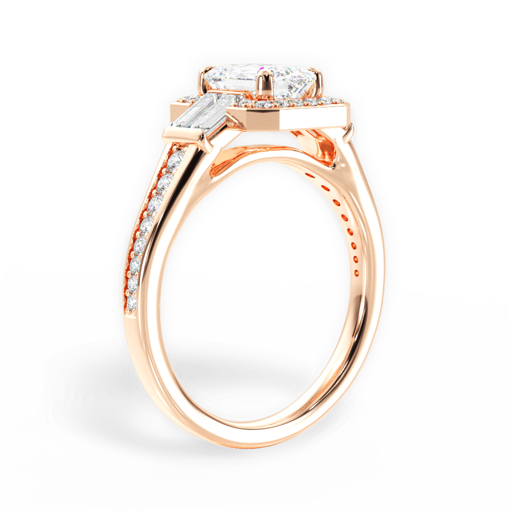 Katherine Emerald Cut Lab Grown Diamond 18Kt Rose Gold Engagement Ring - View 3