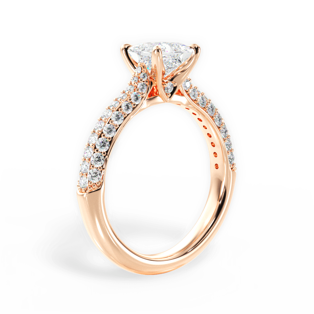 Kira Princess Cut Lab Grown Diamond 18Kt Rose Gold Engagement Ring - View 3