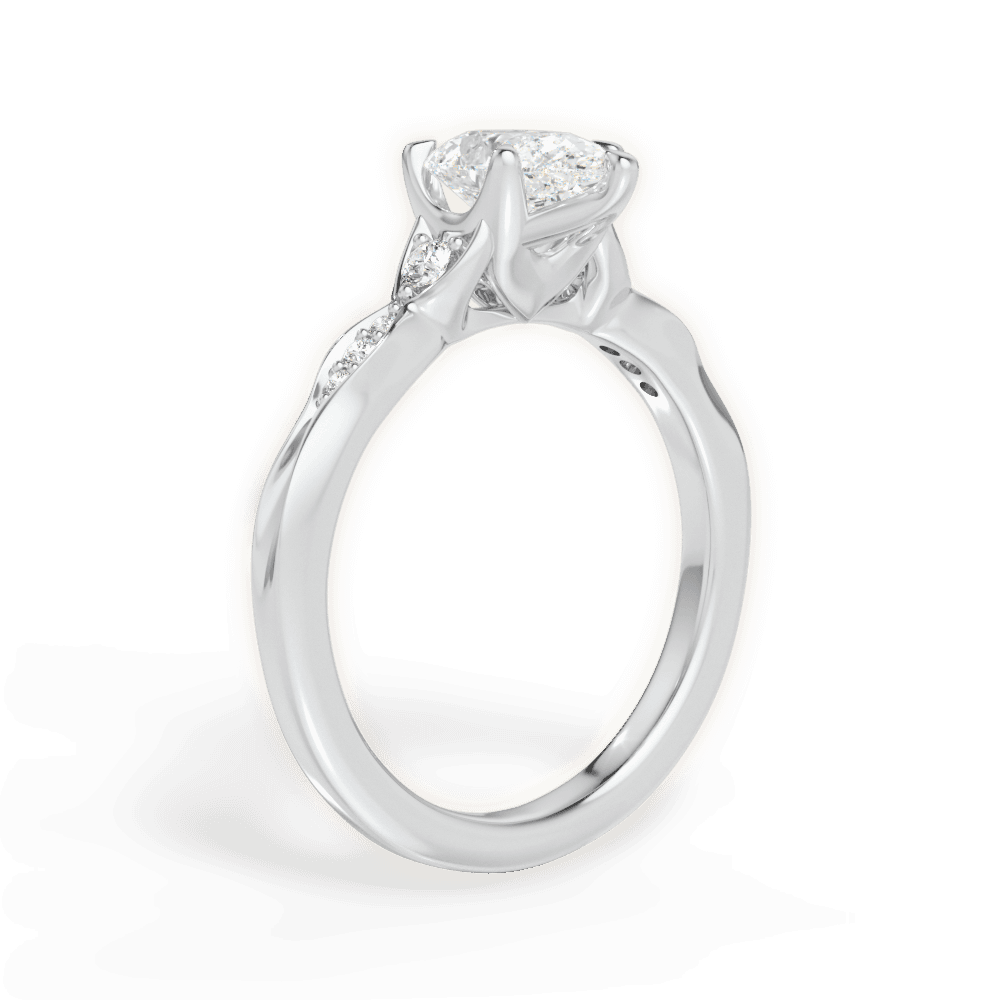 Cassie Pear Cut Lab Grown Diamond Platinum Engagement Ring - View 2