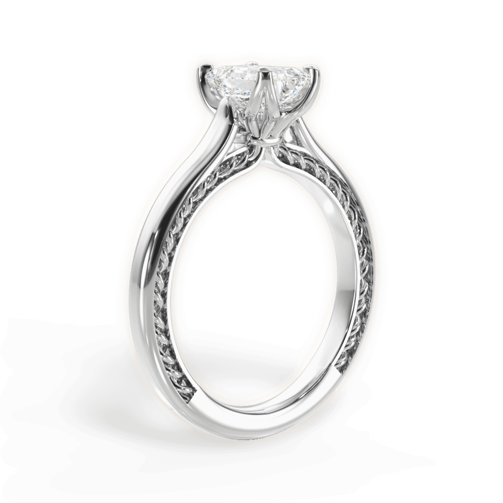 Carrie Emerald Cut Lab Grown Diamond 14Kt White Gold Engagement Ring - View 4