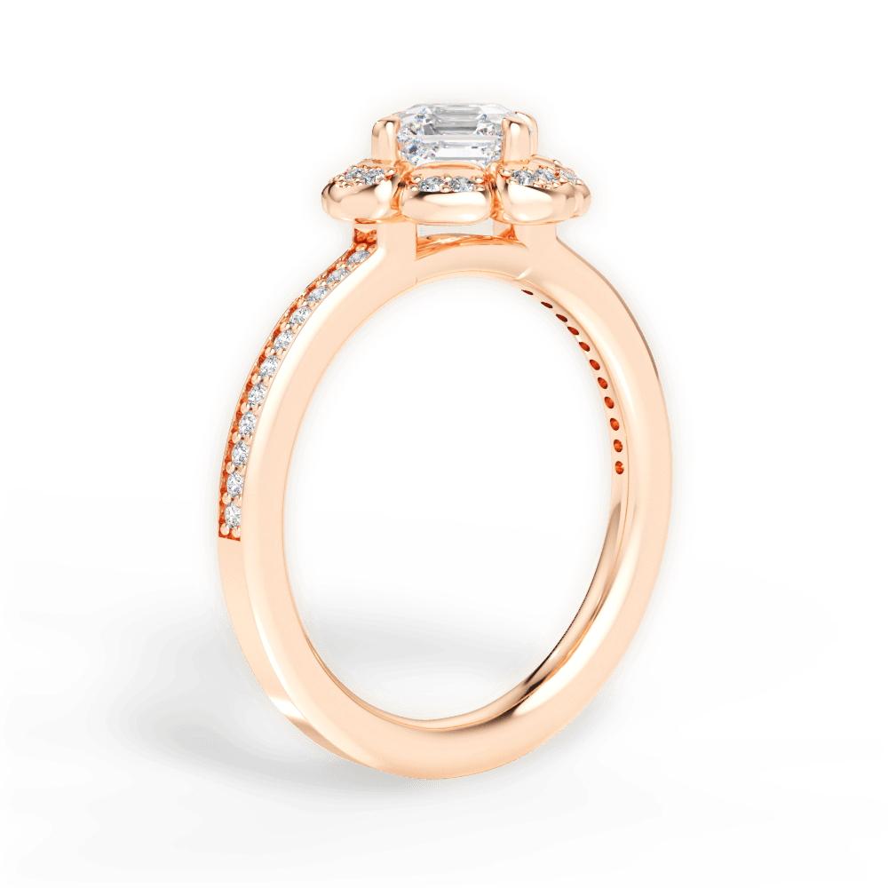 Hayley Asscher Cut Lab Grown Diamond 18Kt Rose Gold Engagement Ring - View 4