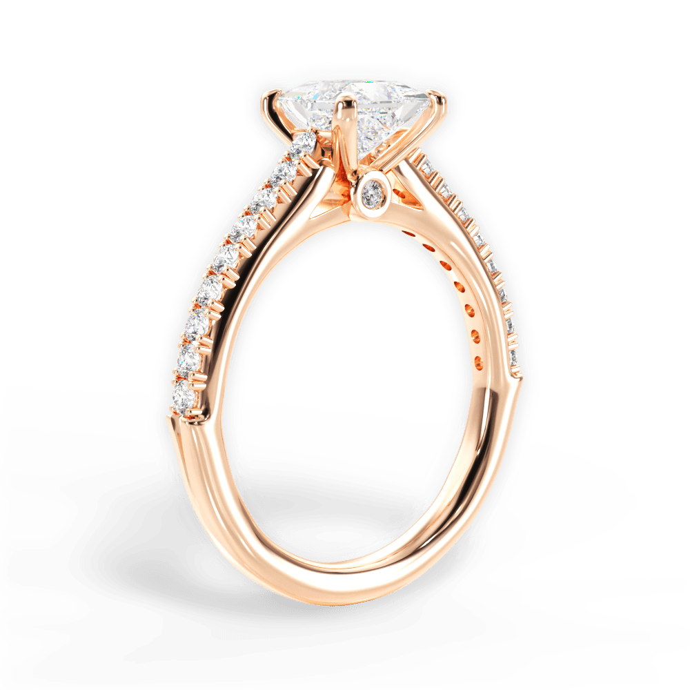 Frances Princess Cut Lab Grown Diamond 18Kt Rose Gold Engagement Ring - View 2