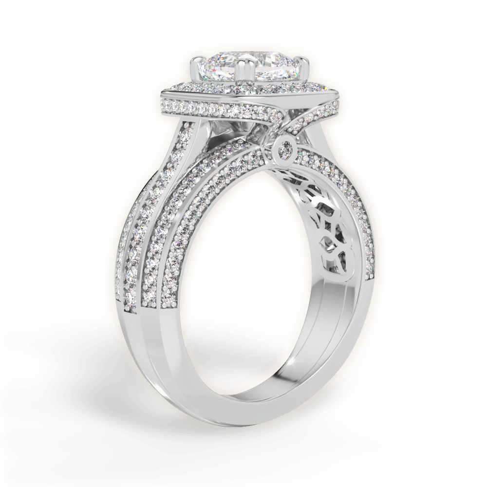 Madison Cushion Cut Lab Grown Diamond 18Kt White Gold Engagement Ring - View 3