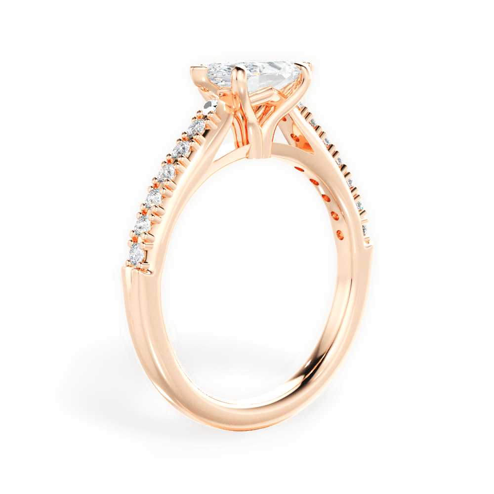 Diane Marquise Cut Lab Grown Diamond 18Kt Rose Gold Engagement Ring - View 3
