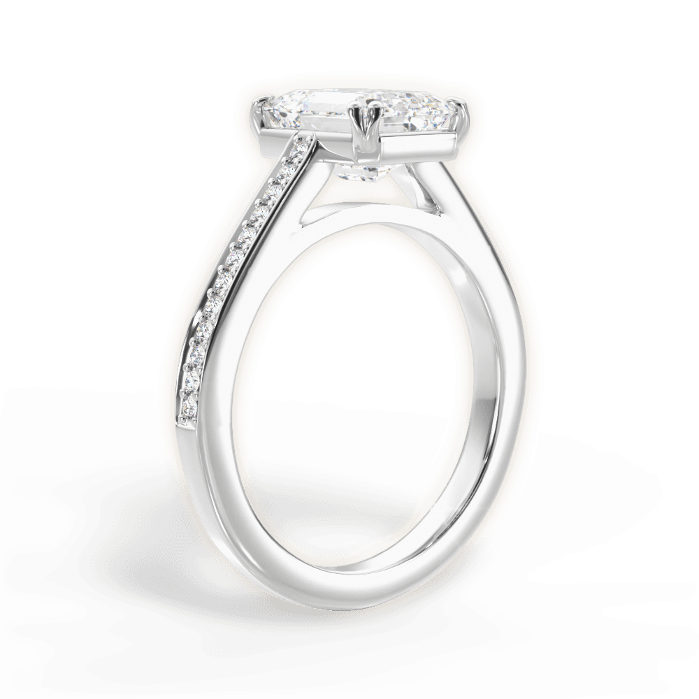 Denise Emerald Cut Lab Grown Diamond 14Kt White Gold Engagement Ring - View 3