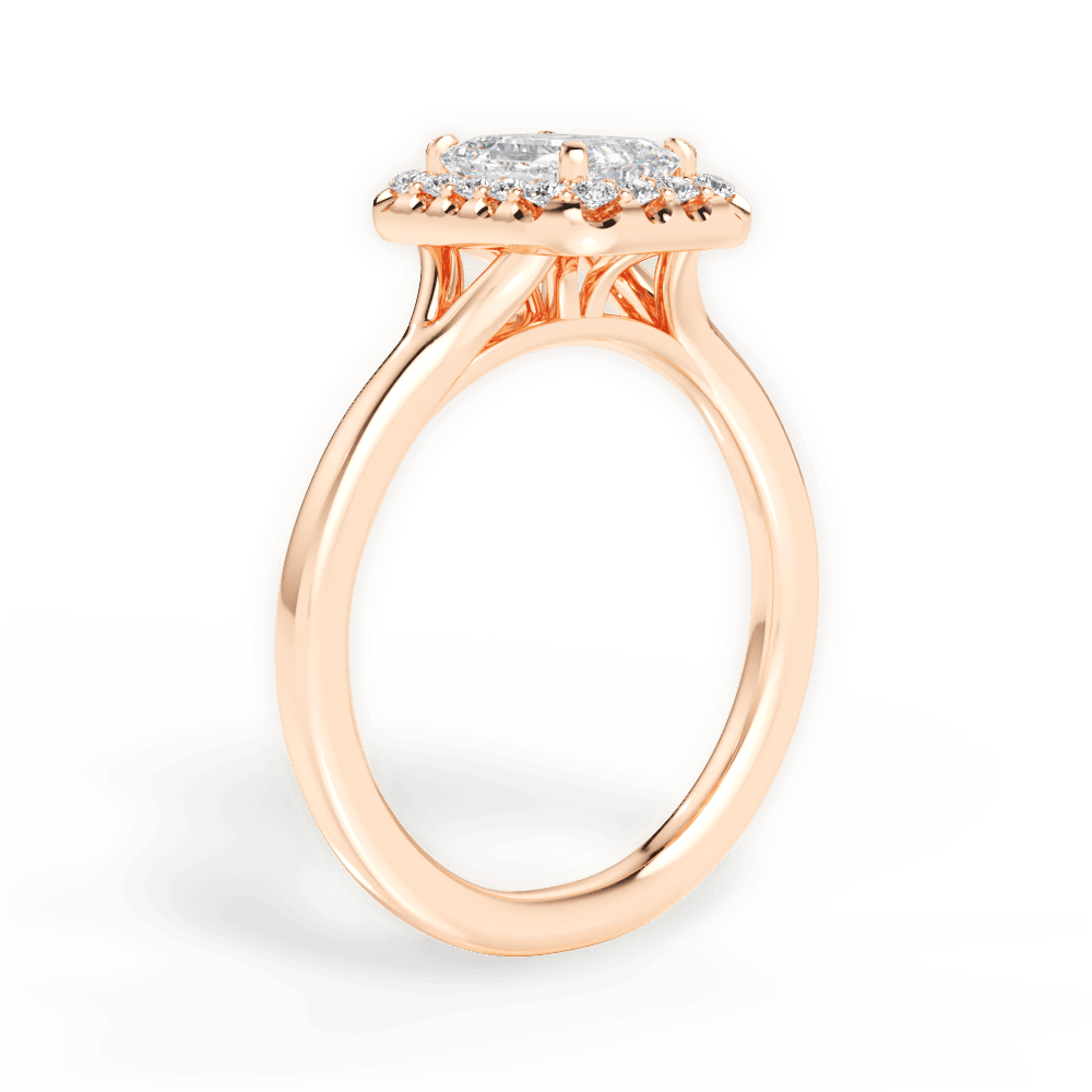 Geneva Emerald Cut Lab Grown Diamond 18Kt Rose Gold Engagement Ring - View 2