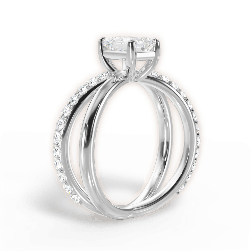 Jennifer Emerald Cut Lab Grown Diamond Platinum Engagement Ring - View 3