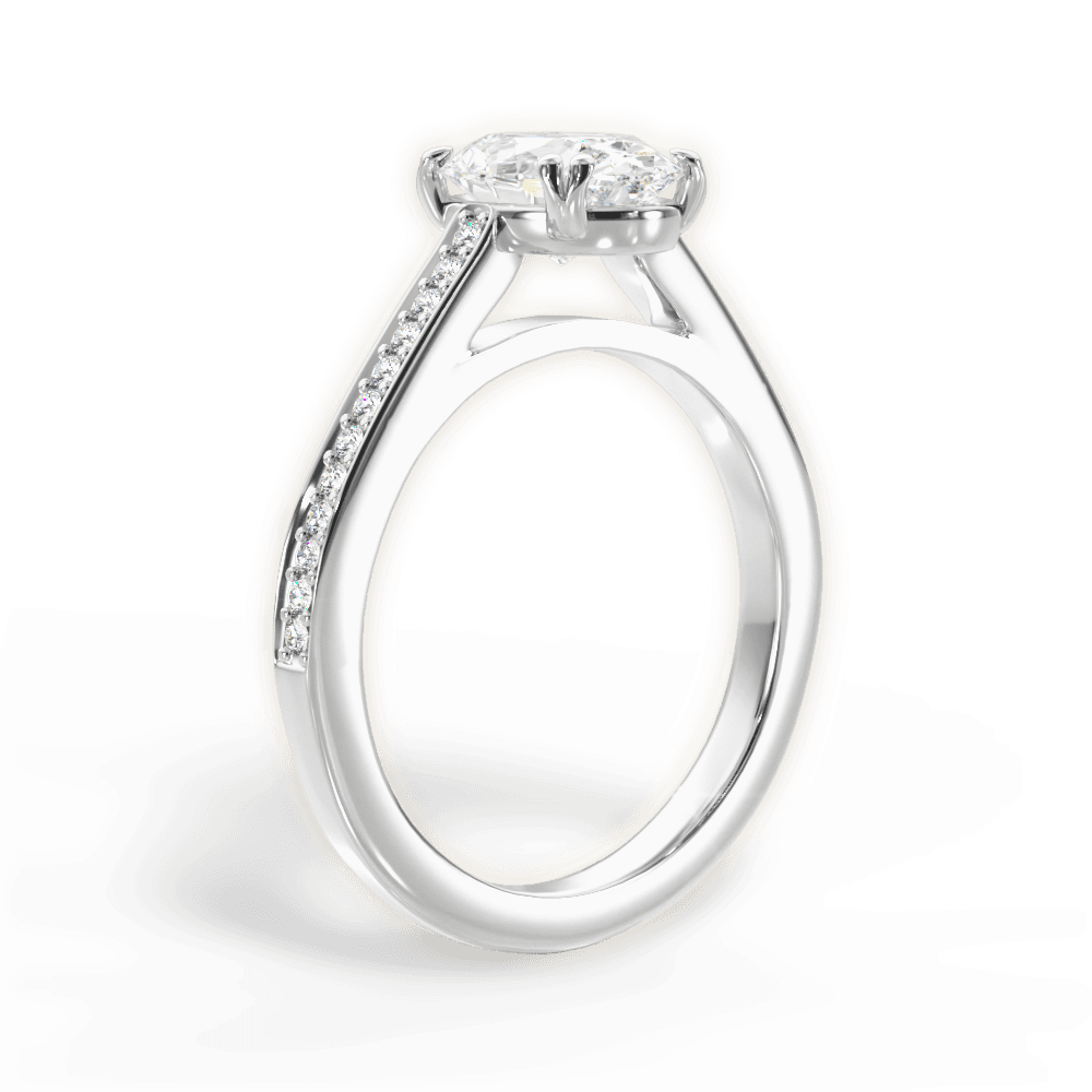Denise Oval Cut Lab Grown Diamond 14Kt White Gold Engagement Ring - View 2