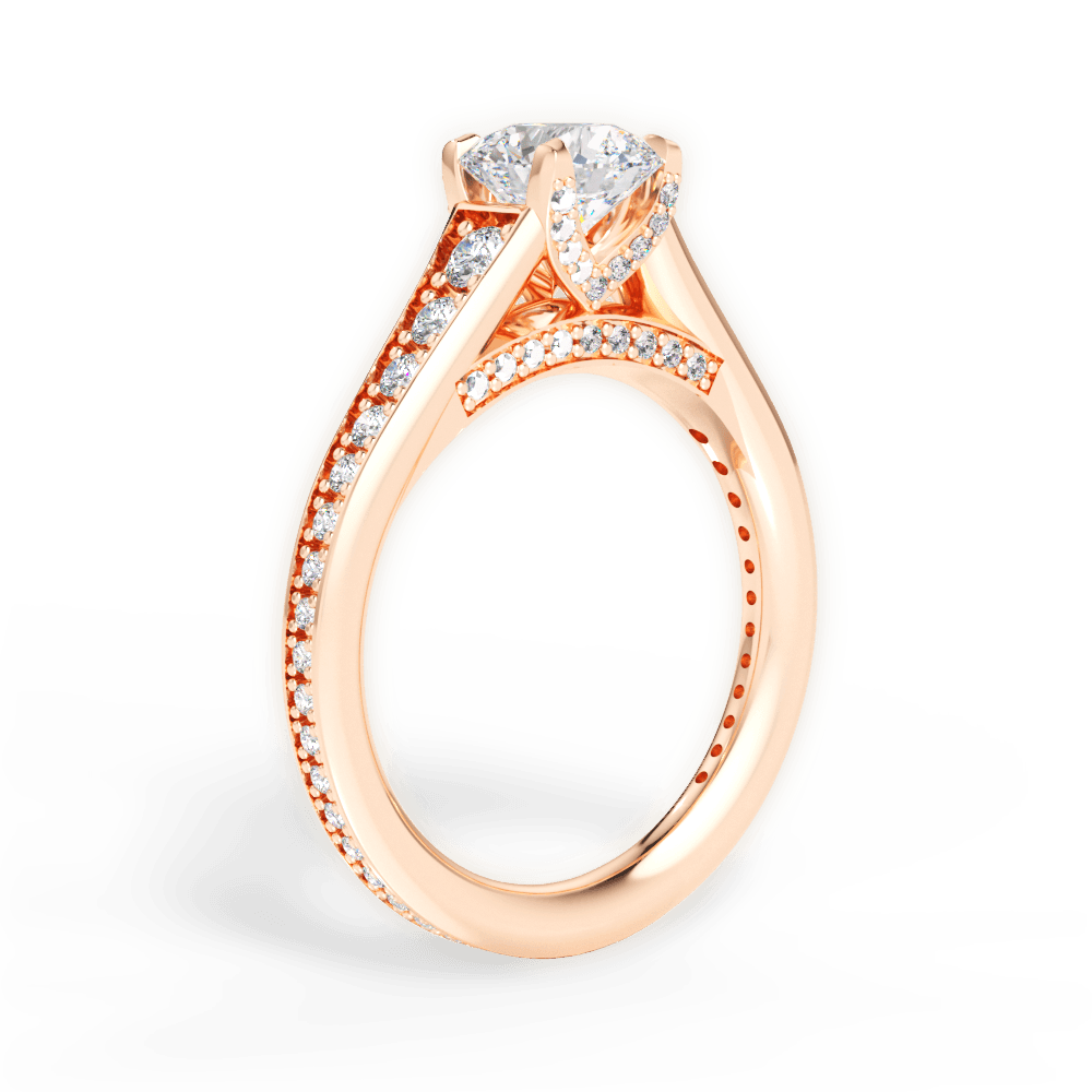 Leslie Round Cut Lab Grown Diamond 18Kt Rose Gold Engagement Ring - View 2