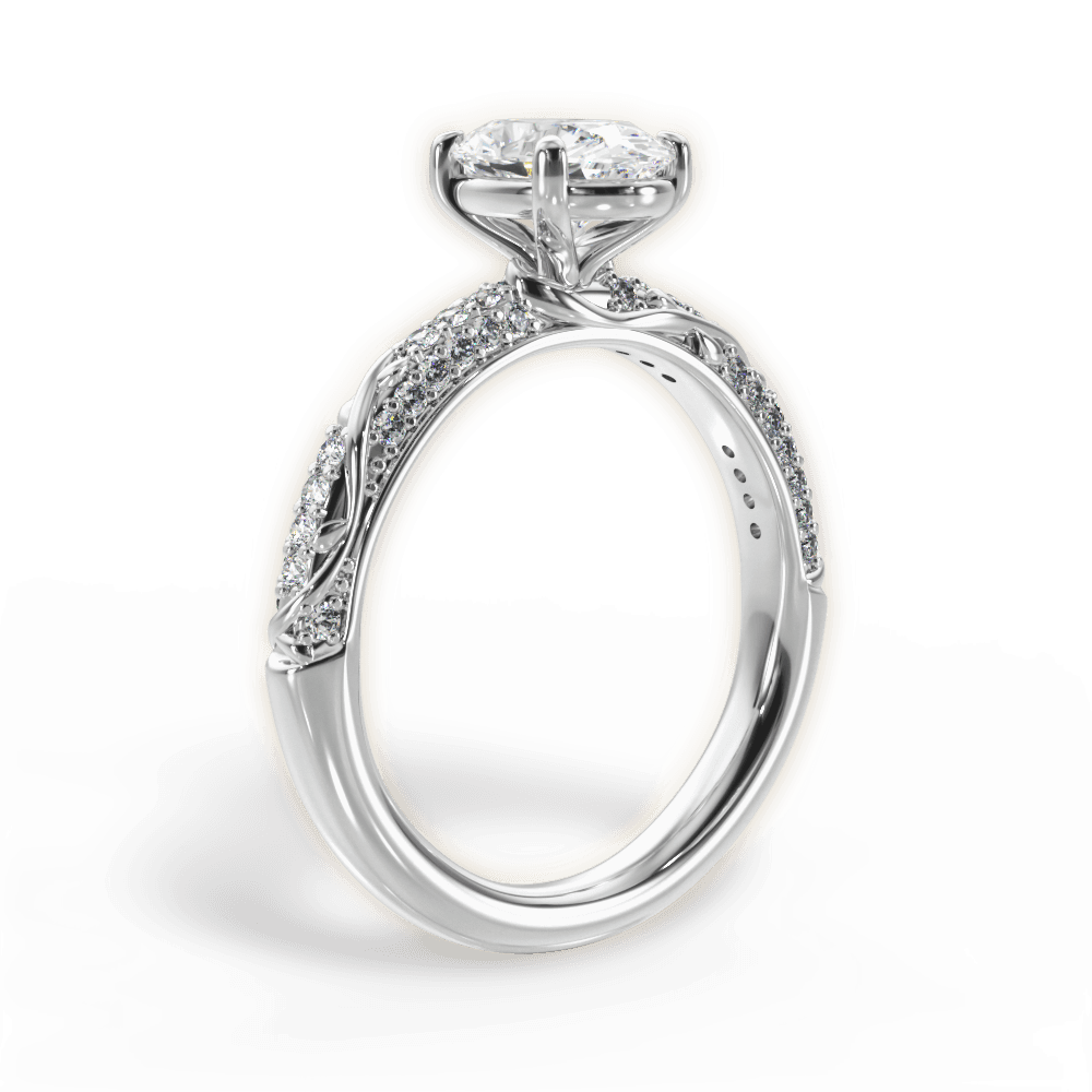 Gloria Oval Cut Lab Grown Diamond 14Kt White Gold Engagement Ring - View 3