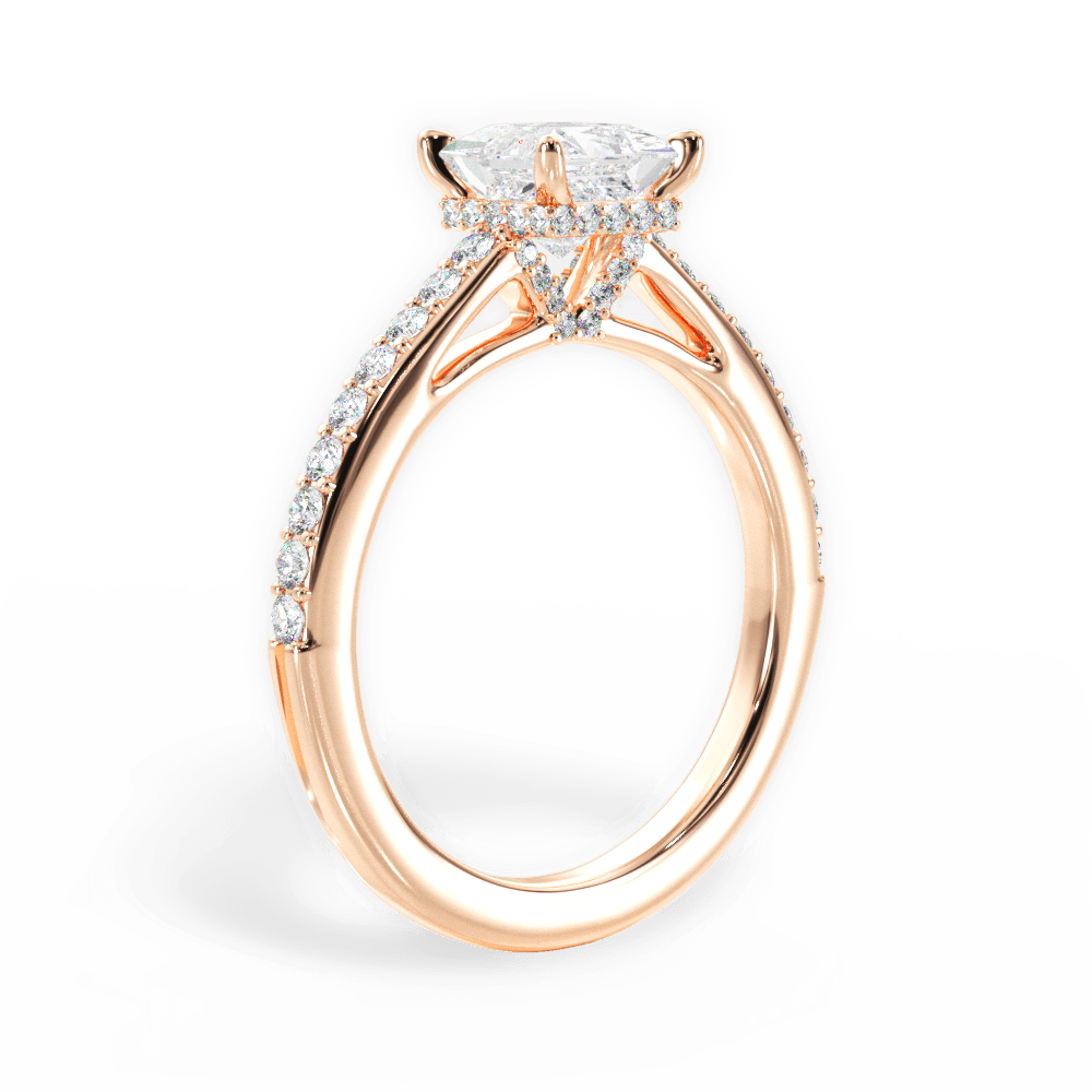 Joan Princess Cut Lab Grown Diamond 18Kt Rose Gold Engagement Ring - View 4