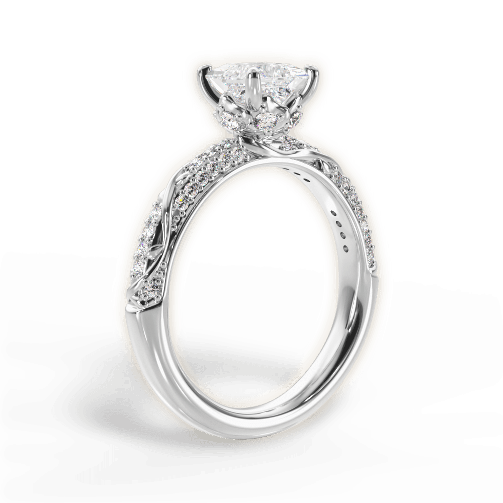 Josephine Princess Cut Lab Grown Diamond 14Kt White Gold Engagement Ring - View 3