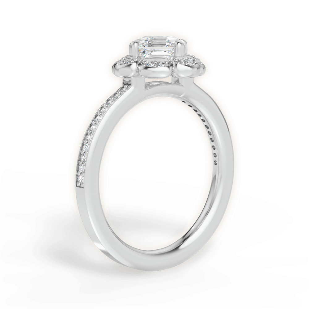 Hayley Asscher Cut Lab Grown Diamond 18Kt White Gold Engagement Ring - View 3