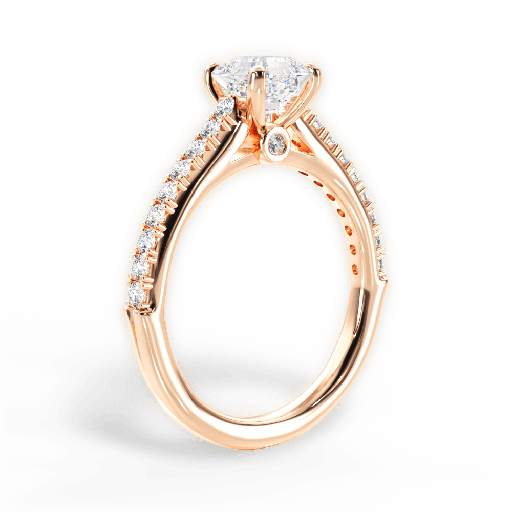 Frances Asscher Cut Lab Grown Diamond 18Kt Rose Gold Engagement Ring - View 3