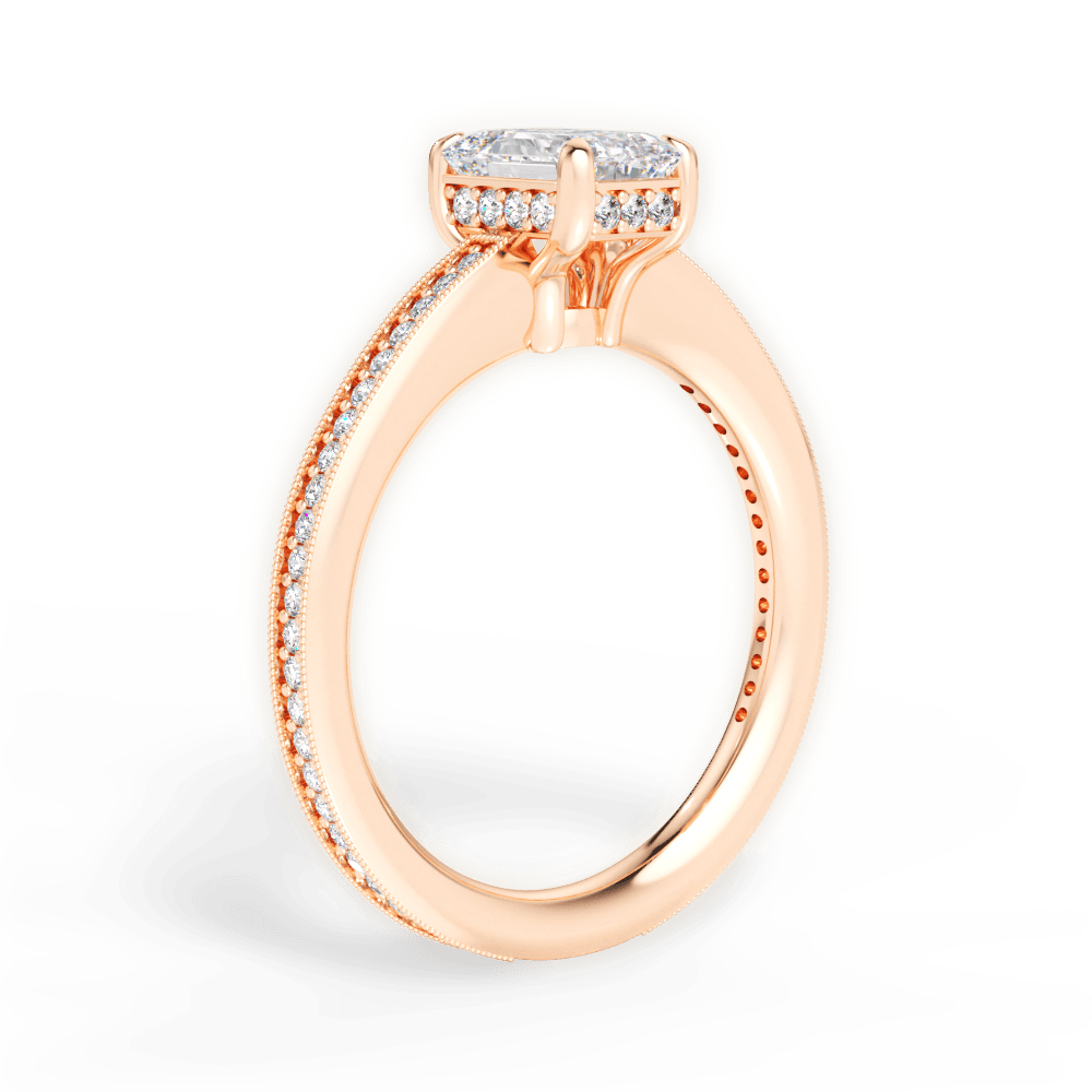 Janet Emerald Cut Lab Grown Diamond 18Kt Rose Gold Engagement Ring - View 4