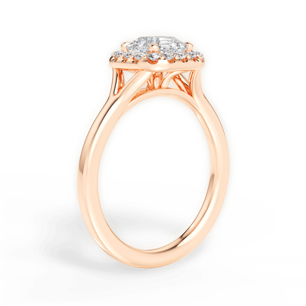 Geneva Asscher Cut Lab Grown Diamond 18Kt Rose Gold Engagement Ring - View 2