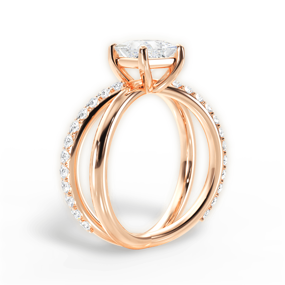 Jennifer Princess Cut Lab Grown Diamond 18Kt Rose Gold Engagement Ring - View 3