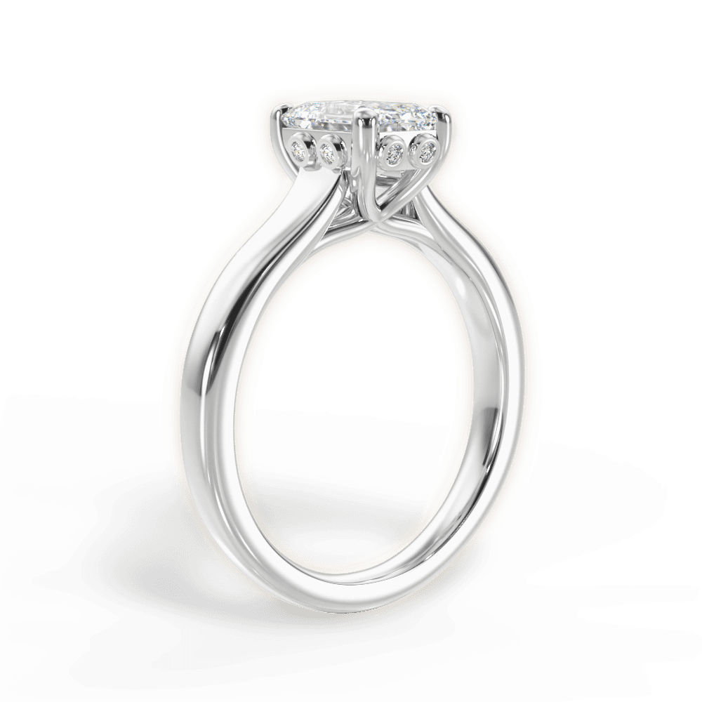 Carol Emerald Cut Lab Grown Diamond 18Kt White Gold Engagement Ring - View 2