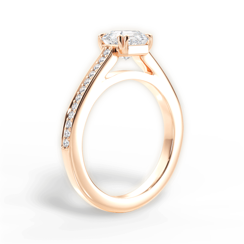 Denise Asscher Cut Lab Grown Diamond 18Kt Rose Gold Engagement Ring - View 3
