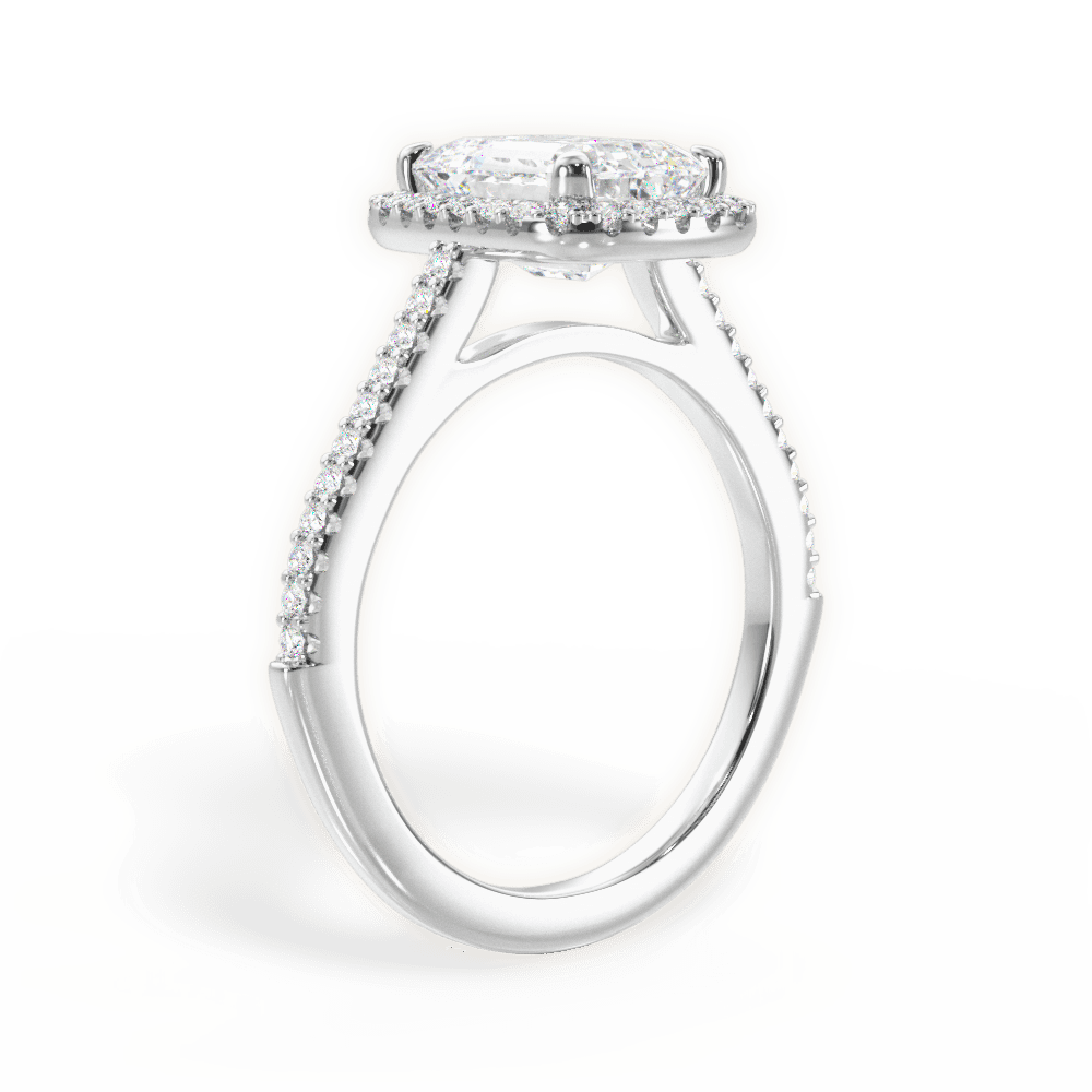 Jeanne Emerald Cut Lab Grown Diamond 18Kt White Gold Engagement Ring - View 3