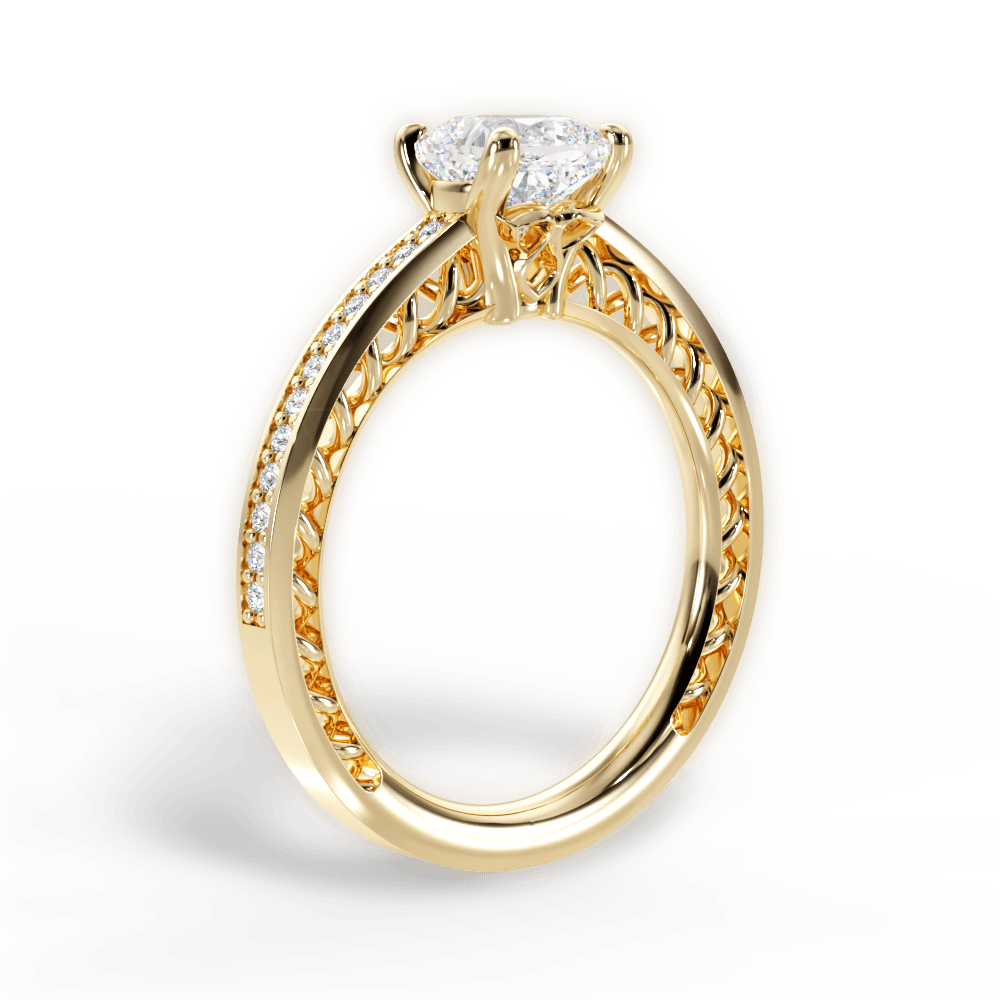 Donna Cushion Cut Lab Grown Diamond 18Kt Yellow Gold Engagement Ring - View 2