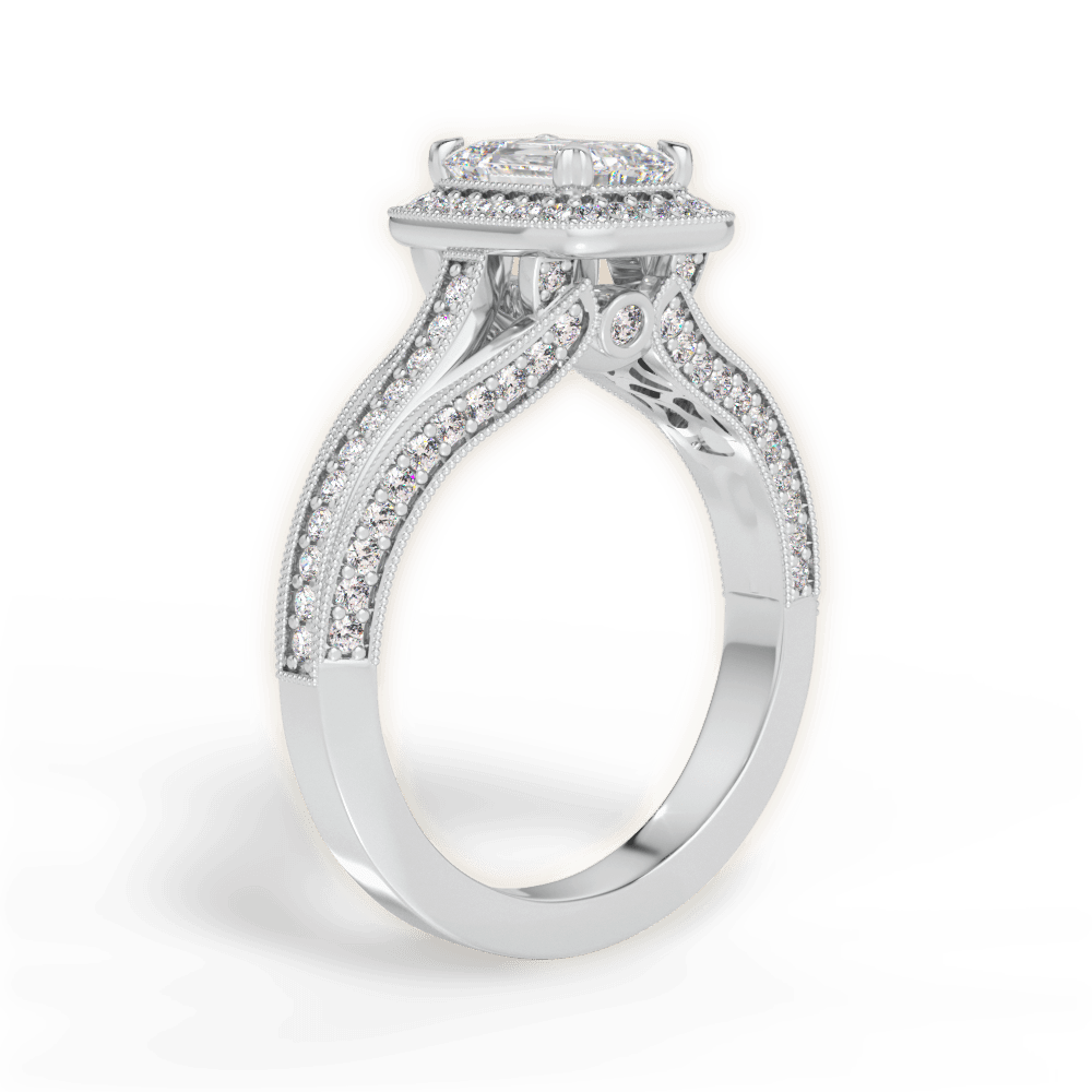 Lillian Emerald Cut Lab Grown Diamond 14Kt White Gold Engagement Ring - View 4