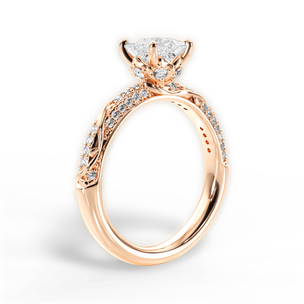 Josephine Princess Cut Lab Grown Diamond 18Kt Rose Gold Engagement Ring - View 4