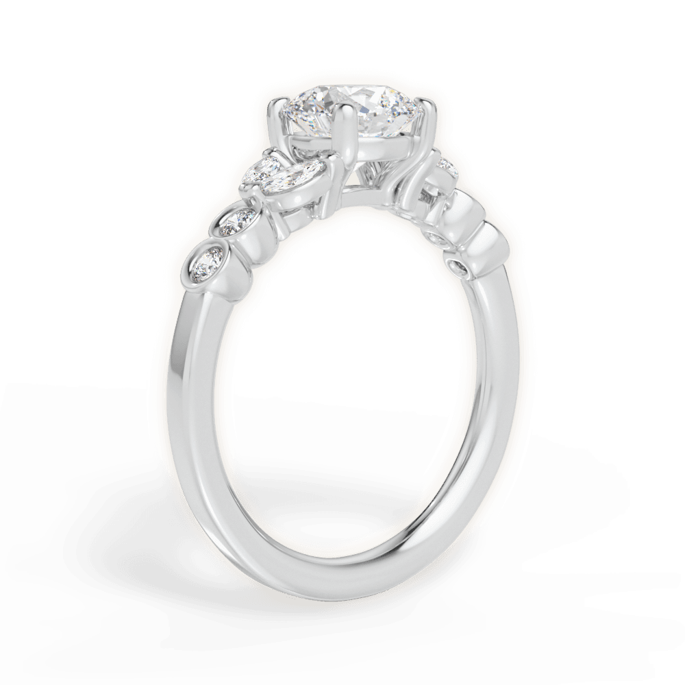 Evelyn Round Cut Lab Grown Diamond 18Kt White Gold Engagement Ring - View 3