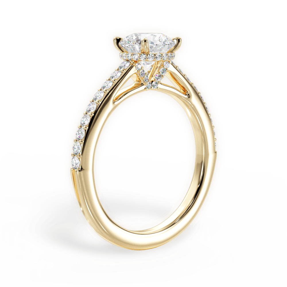 Joan Round Cut Lab Grown Diamond 18Kt Yellow Gold Engagement Ring - View 2