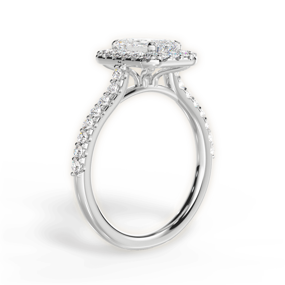 Ingrid Emerald Cut Lab Grown Diamond 18Kt White Gold Engagement Ring - View 4