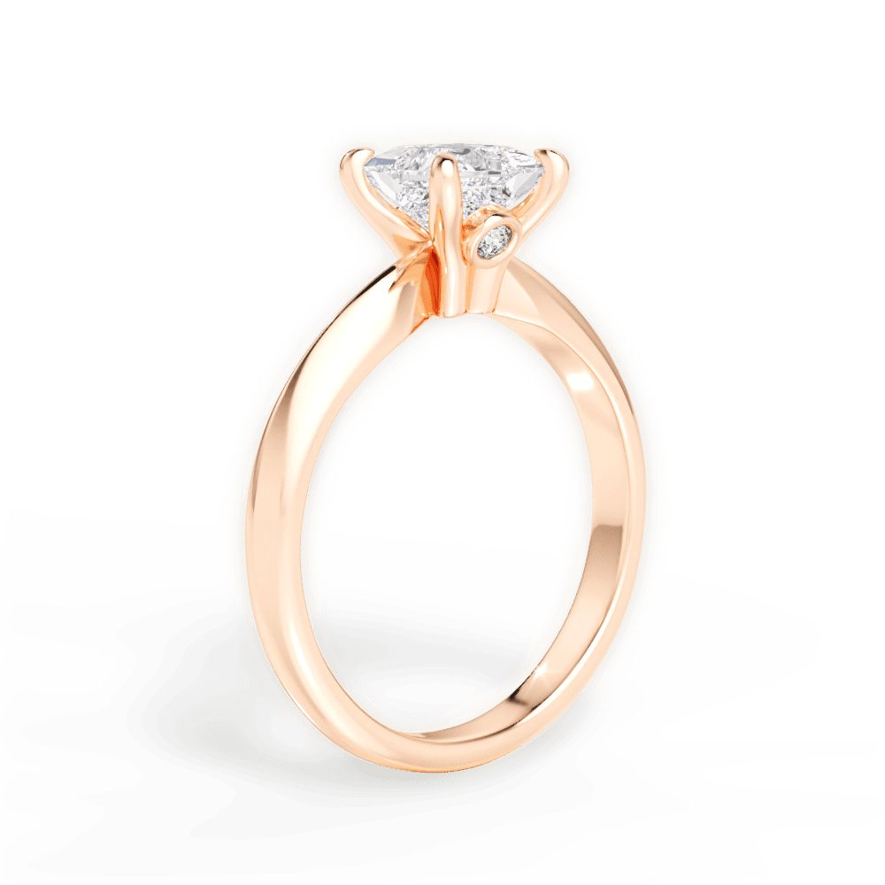Diana Princess Cut Lab Grown Diamond 18Kt Rose Gold Engagement Ring - View 2