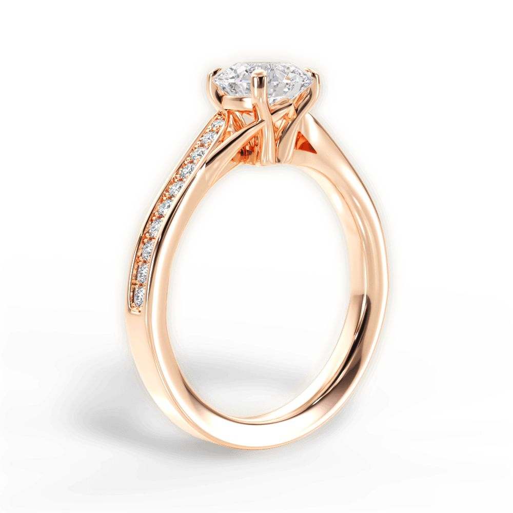 Elise Round Cut Lab Grown Diamond 18Kt Rose Gold Engagement Ring - View 3
