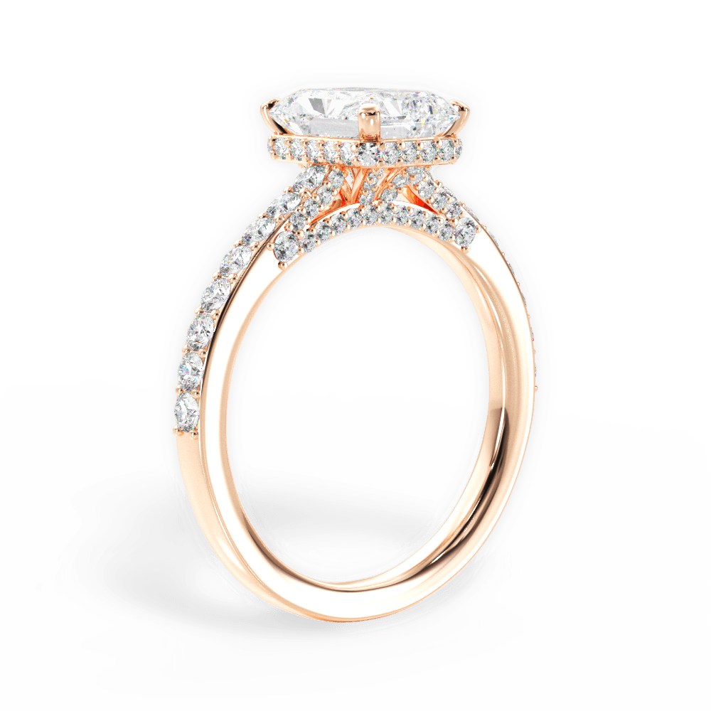 Laura Radiant Cut Lab Grown Diamond 18Kt Rose Gold Engagement Ring - View 2