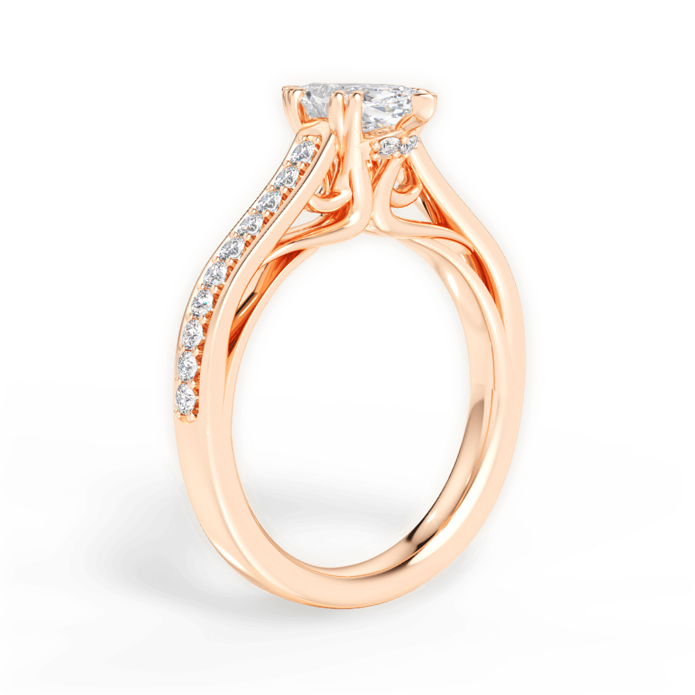 Deborah Marquise Cut Lab Grown Diamond 18Kt Rose Gold Engagement Ring - View 2
