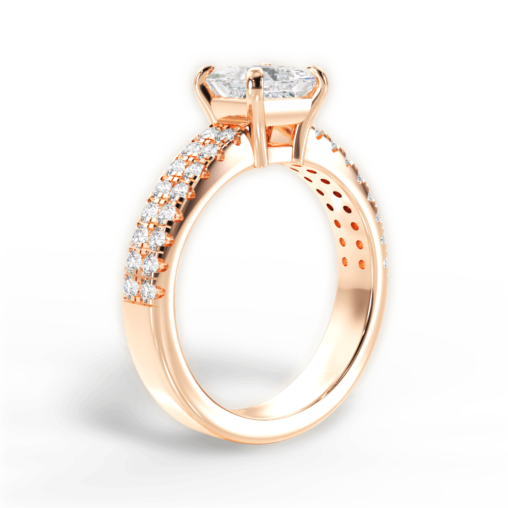 Kayla Princess Cut Lab Grown Diamond 18Kt Rose Gold Engagement Ring - View 4