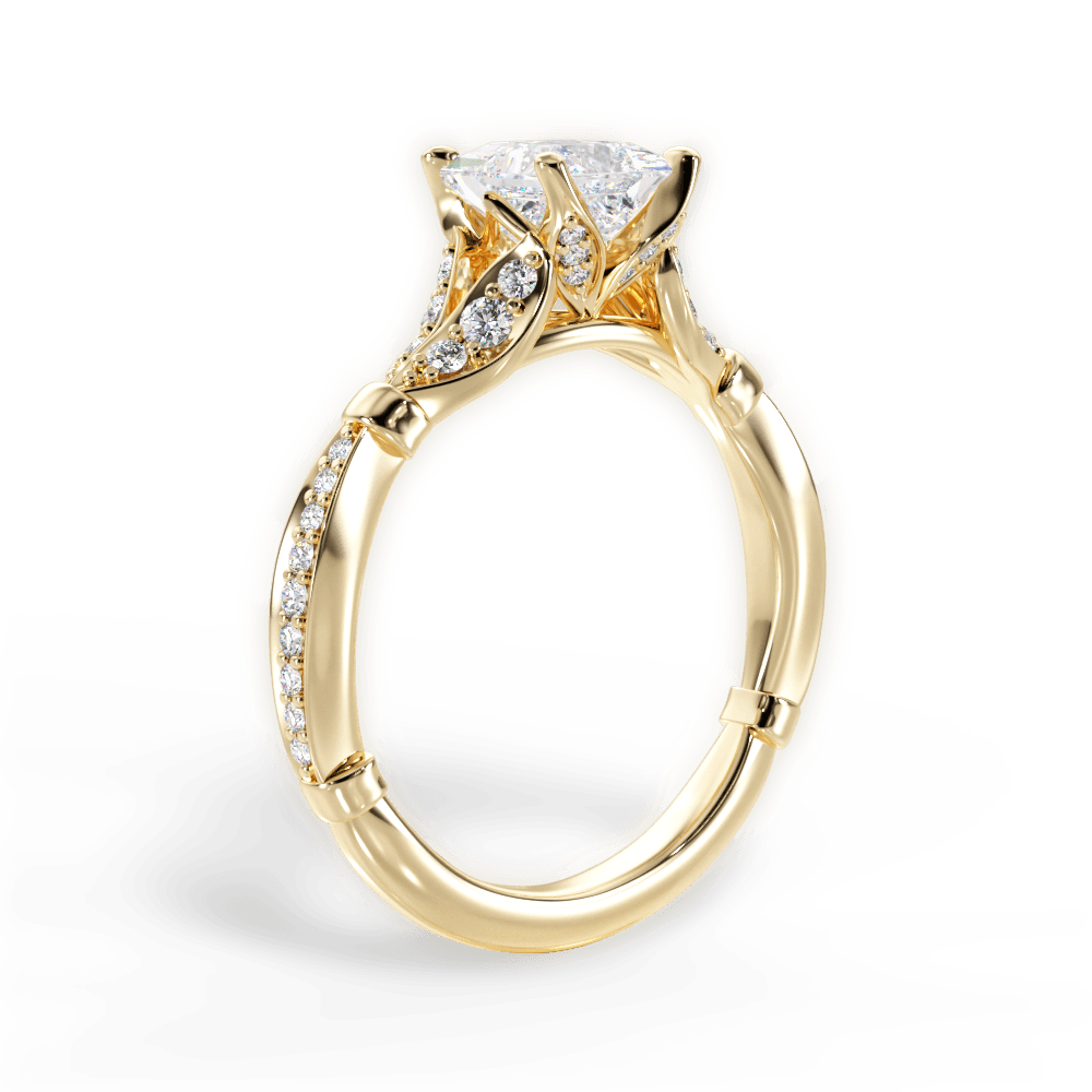Geraldine Princess Cut Lab Grown Diamond 18Kt Yellow Gold Engagement Ring - View 4