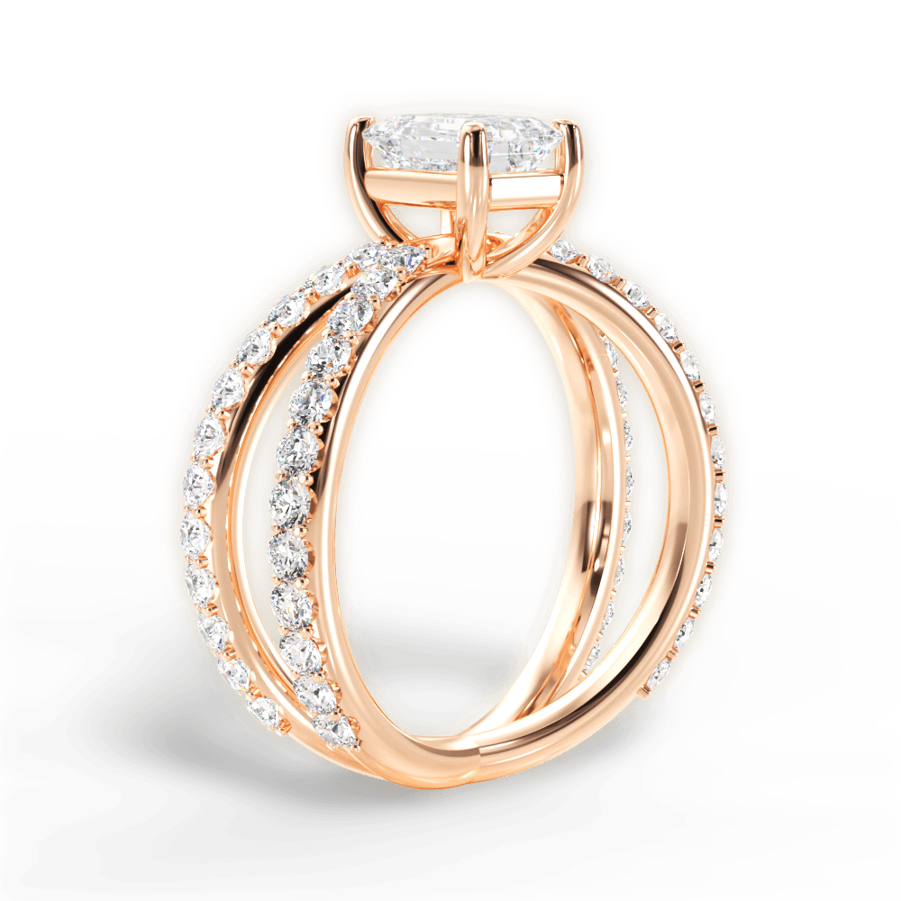 Lauren Emerald Cut Lab Grown Diamond 18Kt Rose Gold Engagement Ring - View 4