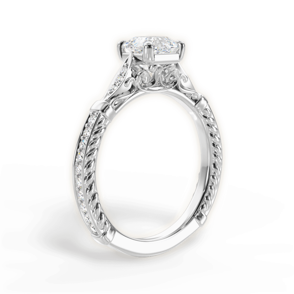 Gabriela Asscher Cut Lab Grown Diamond 14Kt White Gold Engagement Ring - View 2
