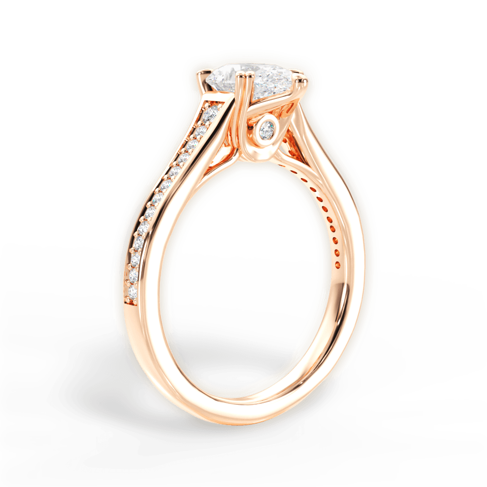 Delia Pear Cut Lab Grown Diamond 18Kt Rose Gold Engagement Ring - View 4