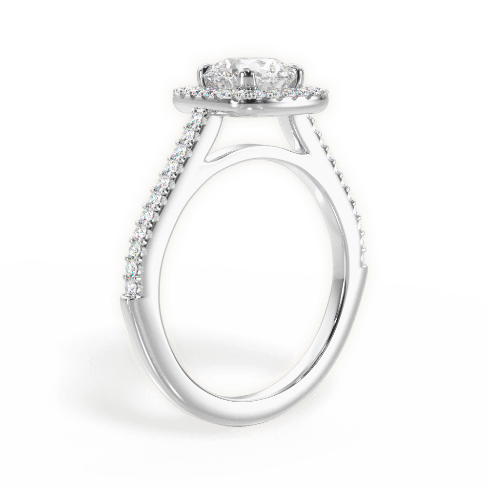 Jeanne Round Cut Lab Grown Diamond Platinum Engagement Ring - View 4