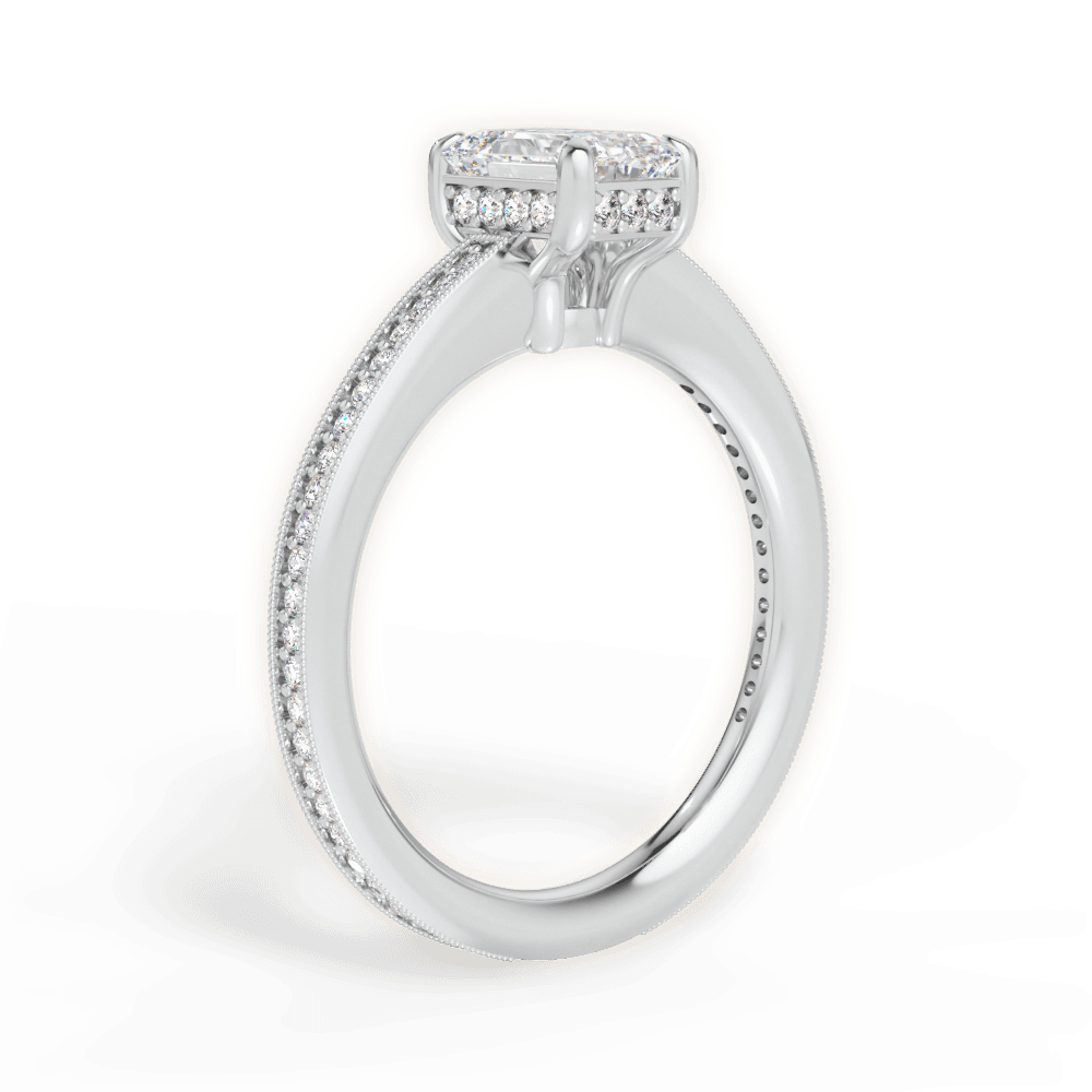 Janet Emerald Cut Lab Grown Diamond Platinum Engagement Ring - View 3