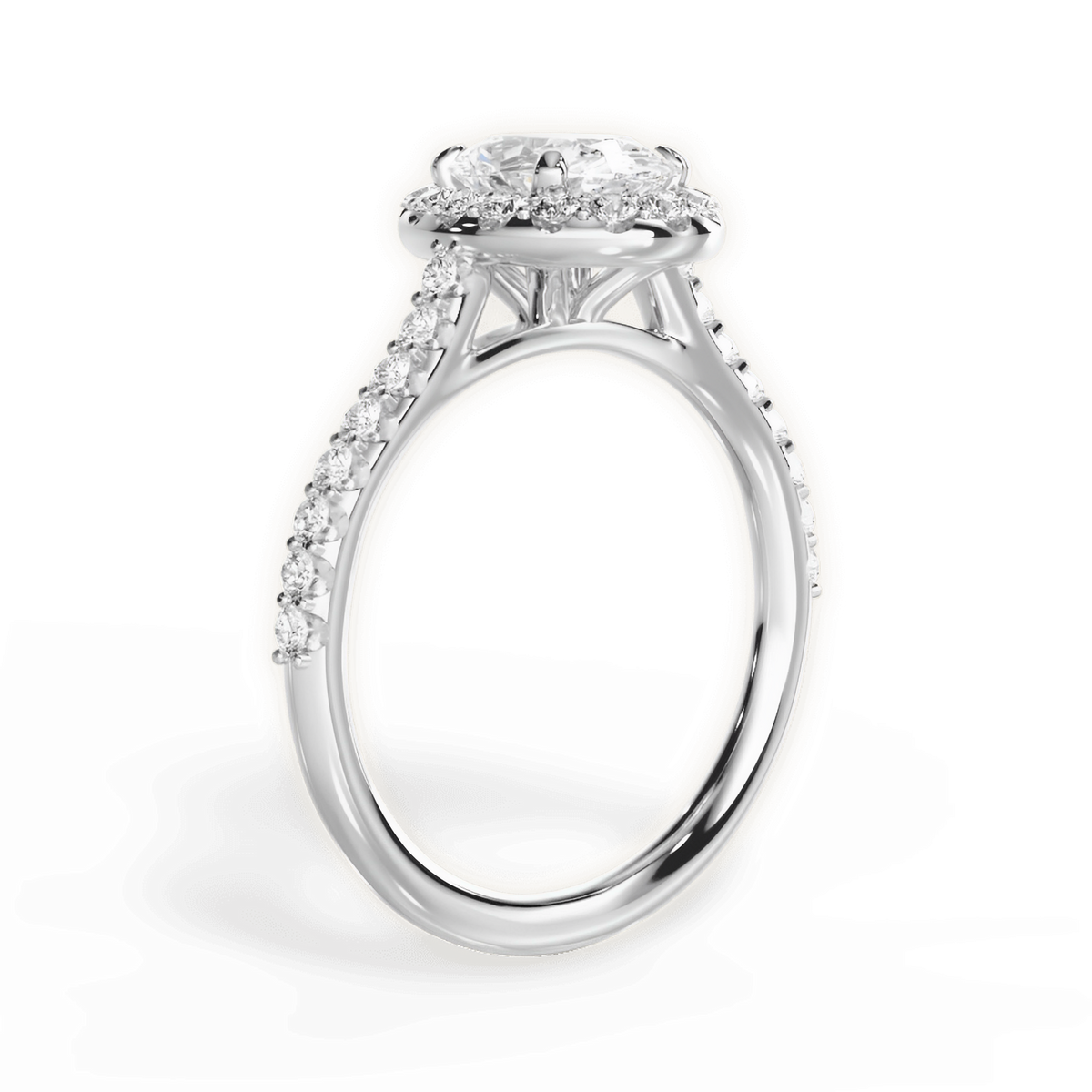 Leah Oval Cut Lab Grown Diamond Platinum Engagement Ring - View 3