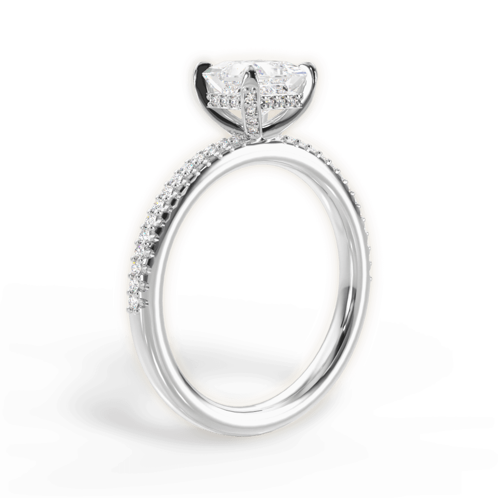 Helen Princess Cut Lab Grown Diamond 14Kt White Gold Engagement Ring - View 2